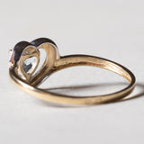 Anello vintage a cuore in oro 9K con topazio azzurro, anni ‘70