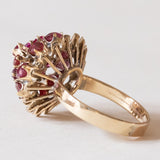 Anello vintage in oro 18K con rubini, anni ‘60/‘70
