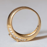 Anello vintage in oro 18K con topazio blu e diamanti (0.56ctw ca.), anni ‘70/‘80