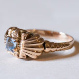 Anello vintage in oro 18K con topazio azzurro, anni ‘60