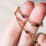 Collana vintage in oro 18K con zaffiri di taglio marquise, anni ‘70