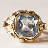Anello vintage in oro 14K con spinello azzurro, anni ‘60/‘70