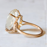 Vintage 18K Gold Cocktail Ring with Light Green Quartz, 1960s