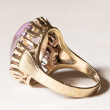 Anello vintage da cocktail in oro 8K con ametista di taglio cabochon, anni ‘50/‘60