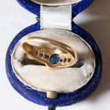 Anello vintage in oro 14K con zaffiri, anni ‘60/‘70