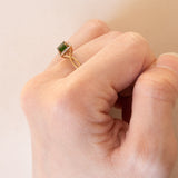 Anello vintage in oro 8K e cromodiopside, anni ‘80