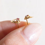 Orecchini vintage in oro giallo 18K con rubini e diamanti, anni ‘60