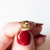 Braccialetto vintage in oro giallo 14K con diamante (0.01ct ca.), anni ‘60/‘70