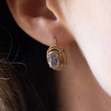 Orecchini vintage in oro 14K con spinelli sintetici, anni ‘60