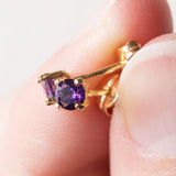 Orecchini vintage in oro 18K con paste di vetro viola, anni ‘70