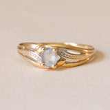 Anello vintage in oro 18K con pasta di vetro azzurra, anni ‘50