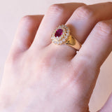 Anello vintage in oro 18K con rubino (1.20ct ca.) e diamanti (0.90ct ca.), anni ‘60