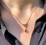 Vintage 8K gold and garnet necklace, 1950s