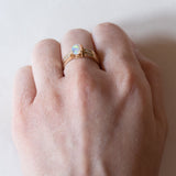 Anello vintage in oro 14K con opale e diamanti (0.14ctw ca.), anni ‘70
