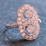 Bague de style Art Déco en or blanc 18 carats avec diamants (0,80 ct env.)