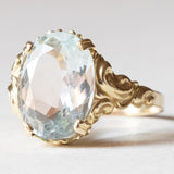 Anello vintage in oro 14K con acquamarina (4ct ca.), anni ‘60