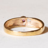 Anello a fascia in oro 9K con rubino, anni ‘50/‘60