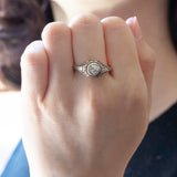 Art Deco solitaire in 18K gold and silver with approx. 1ct diamond, 1920s