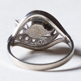 Anello vintage in oro bianco 14K con perla e diamanti (0.36ctw ca.), anni ‘60