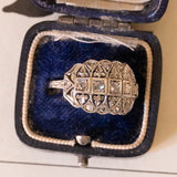 Anello antico in oro 18K con diamanti di taglio rosetta, anni ‘30/‘40