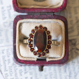 Anello a margherita vintage in oro 8K con granati, anni '50