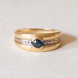 Anello a fascia vintage in oro 18K con topazio, anni ‘50/‘60