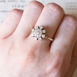 Vintage 14K gold daisy ring with brilliant cut diamonds (approx. 1ctw), 1960s / 1970s