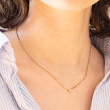 Collana vintage in oro 14K con punto luce di 0.10ct ca., anni ‘70/‘80