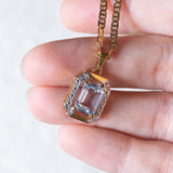 Collana vintage in oro 14K con spinello azzurro sintetico, anni ‘70/‘80