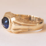 Anello vintage da uomo in oro 12K con pasta di vetro blu, anni ‘50
