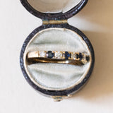 Mezzo eternity vintage in oro 18K con zaffiri e diamanti (0.30ctw ca.), anni ‘60/‘70