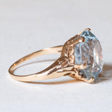 Anello vintage da cocktail in oro 18K con spinello azzurro, anni ‘60/‘70