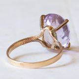Anello vintage da cocktail in oro 18K con ametista viola chiaro, anni ‘60