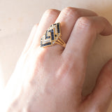 Anello vintage in oro 18K con zaffiri e diamanti