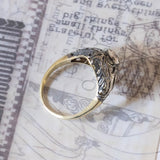 Anello Art Nouveau in oro 14K e argento con diamante di 0.50ct ca., anni ‘20