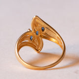 Anello vintage in oro 18K con zaffiri, anni ‘60