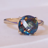 🌙 Anello moderno in oro 9K con topazio mistico