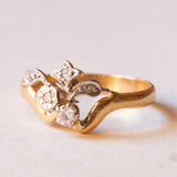 Anello vintage in oro 18K e argento con diamanti e pietra bianca, anni ‘50