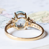 Vintage 18K gold ring with synthetic blue spinel and white stones, 1980s