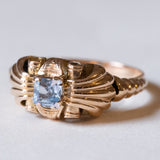 Anello vintage in oro 18K con topazio azzurro, anni ‘60