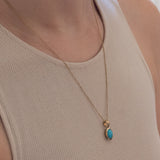 Vintage 9K gold pendant with turquoise paste, 60s / 70s