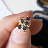 Orecchini vintage in oro 18K con zaffiri e diamanti, anni ‘70