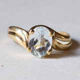 Anello vintage in oro 18K con acquamarina, anni ‘50/‘60