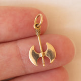 Coppia di ciondoli vintage a forma di asce bipenne in oro 14K, anni ‘80