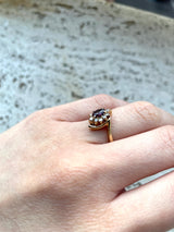 Bague vintage en or 14 carats avec rubis central et diamants, 1960