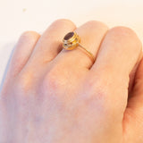 Anello vintage in oro 18K con pasta di vetro viola, anni ‘50