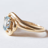 Anello vintage in oro 18K con topazio azzurro, anni ‘50/‘60