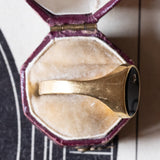Anello vintage in oro 18K con onice e diamante, anni ‘50/‘60
