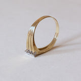 Anello triplo in oro 14K con diamanti (0.15ctw ca.), anni ‘70