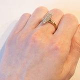 Anello a navette vintage in oro 18K con diamanti (0.20ctw ca.), anni ‘50/‘60